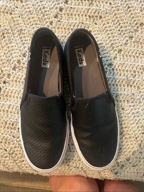 Keds Kids Black Perforated Slip-On Sneakers